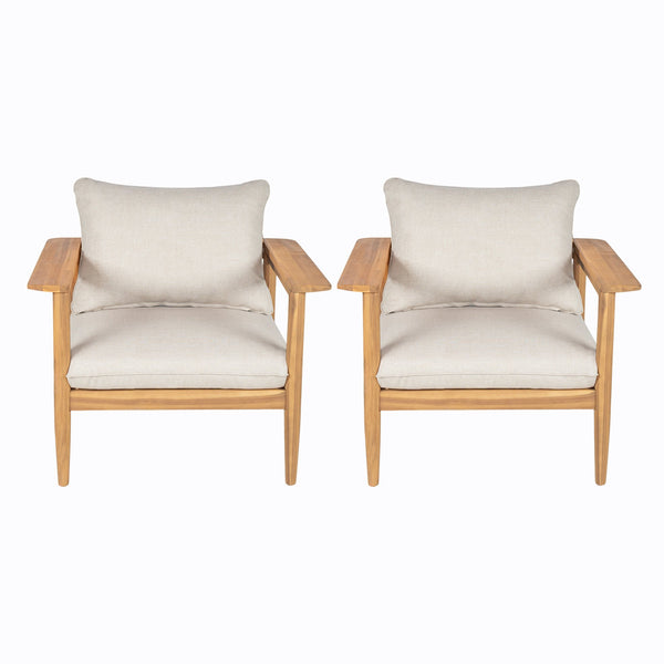 English Elm Christopher Knight Home® - Terassi Outdoor Lounge Chairs Set Of 2 - Durable Acacia Wood With Cushioned Comfort For Relaxation N775P248815T-S2