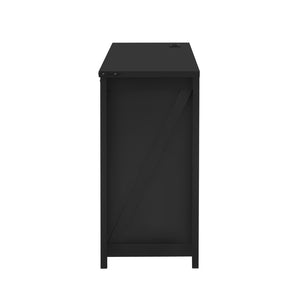 English Elm U-style Farmhouse Sideboard Barn Door Buffet with Drawers Built-in Outlet Dining Black N711P347377B