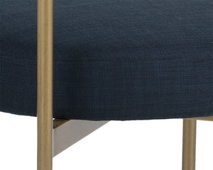 Sunpan Seneca Dining Chair Set of 2 - Modern Open Back Design with Stylish Steel Frame for Contemporary Homes Antique Brass / Arena Navy