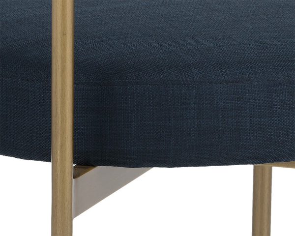 Sunpan Seneca Dining Chair Set of 2 - Modern Open Back Design with Stylish Steel Frame for Contemporary Homes Antique Brass / Arena Navy