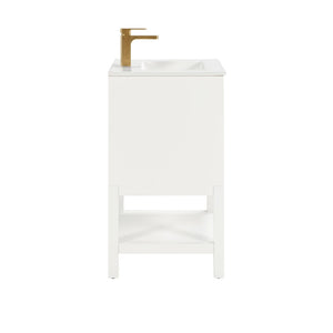 English Elm 20 Inch Solid Wood Bathroom Vanity Pre-assembled Ceramic Basin Adjustable Storage W2316P379994