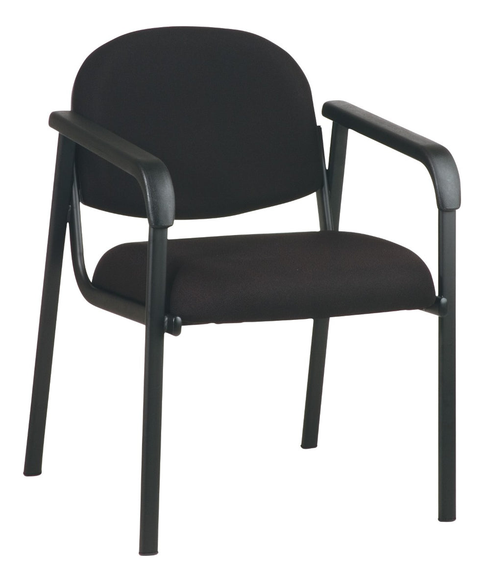 OSP Home Furnishings Designer Molded Shell Back Visitor Chair with Padded Seat and Steel Sled Base for Office Black EX35-231