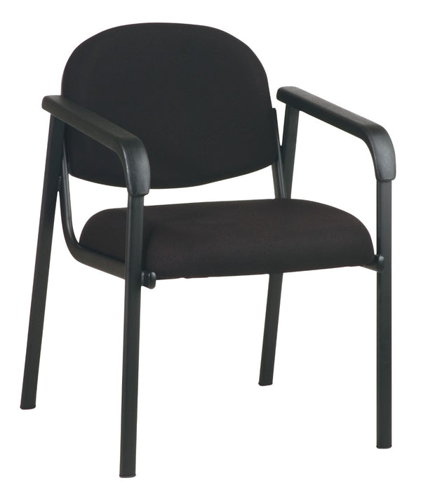 OSP Home Furnishings Designer Molded Shell Back Visitor Chair with Padded Seat and Steel Sled Base for Office Black EX35-231