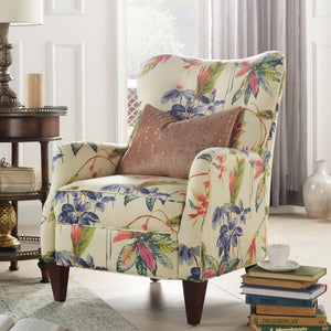 English Elm Jennifer Taylor Home - Paradise Upholstered Arm Chair - Elegant Off-White Floral Cotton Accent For Living Rooms & Bedrooms B2719P238243