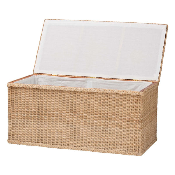 English Elm Bohemian Handcrafted Rattan Round Footstool with Open Lattice Weave and Foam Seat B2750P467836