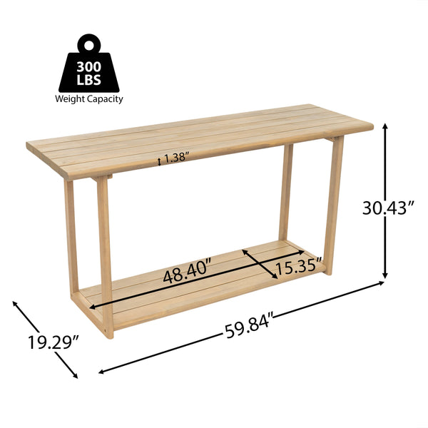 English Elm Christopher Knight Home® - Woodside Light Teak Rectangular Outdoor Buffet & Console Table – Acacia Wood, 300lb Capacity, Sleek Design N775P361821L