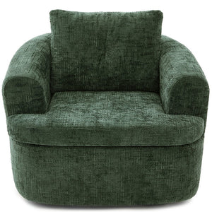 English Elm 360° Swivel Sofa Chair with Dual-Layer Cushion, Tufted Back & Iron Base for Living Room Comfort Green N719P351870F