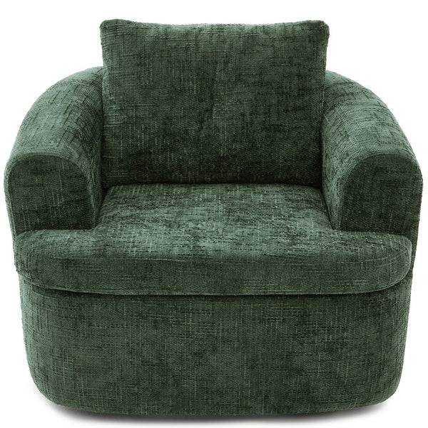 English Elm 360° Swivel Sofa Chair with Dual-Layer Cushion, Tufted Back & Iron Base for Living Room Comfort Green N719P351870F