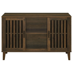 English Elm Brommer Slatted Door Hardwood Sideboard Cabinet with Tapered Legs for Dining Rooms B062P451809