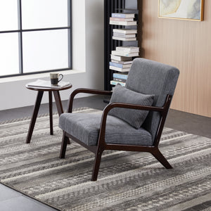English Elm Mid-Century Accent Chair & Walnut Coffee Table Set - Vintage Elegance For Living Room & Bedroom Use W2989P362782