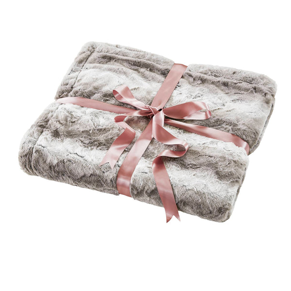 JLA Home Madison Park - Faux Luxurious Reversible Faux Fur Blanket with Plush Faux Mink Reverse, OEKO-TEX Certified Comfort Snow Leopard MP51-8531