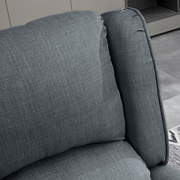 English Elm HOMCOM Linen Massage Recliner Chair with Heat & Dual Motors, Wingback Push-Back Sofa w/ Footrest and Side Pocket Charcoal grey W2225P200664