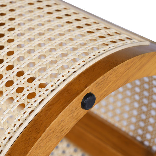 English Elm Christopher Knight Home® - 15.70" Round End Table with Imitation Rattan Weave, Compact Rubber Wood Nightstand for Cozy Spaces Ochre N770P281695O