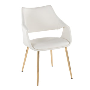 English Elm Chair Set of 2 White Faux Leather Seats with Angular Black Metal Legs Modern Dining B202P471313