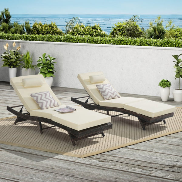English Elm Outdoor Wicker Reclining Lounge Chair Set Of 2 - Adjustable Comfort, Durable Design For Patio & Garden W874P264721-GIGA