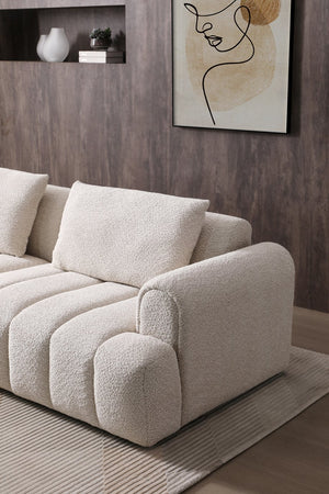 English Elm Modern 4-Seater Sectional Sofa - Plush Granular Fleece Velvet Couch For Cozy Apartments & Small Spaces W2664S00042