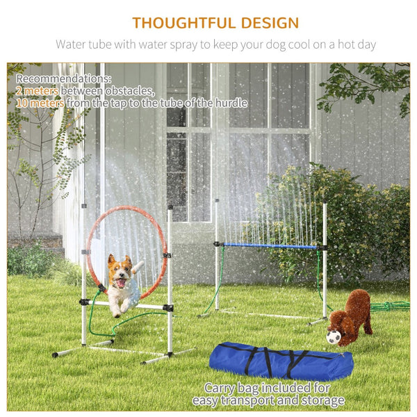 English Elm Pawhut 3-Piece Dog Agility Training Set - Adjustable Jumping Ring, Hurdle, Cooling Tube & Bag! W2225P217627-GIGA
