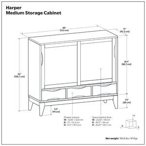 English Elm Harper Mid-century Rubberwood Cabinet with Tapered Legs and Enclosed Shelf Storage B136P436062