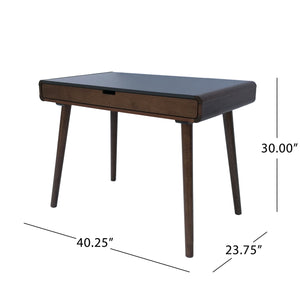 English Elm Christopher Knight Home® - Writing Mid-Century Modern Desk with Large Drawer & Rubberwood Legs, 40" Workspace, Sleek Storage and Stability Grey+Brown N770P323357E