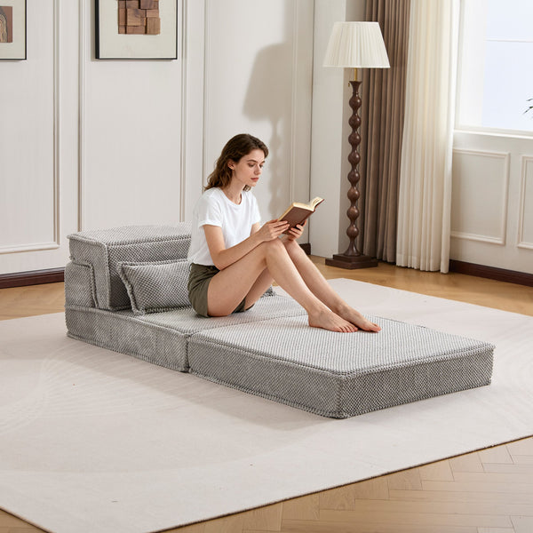 English Elm Compression Modular Floor Sofa Bed - Versatile, No Assembly Required, Cozy Fleece With Memory Foam Comfort W3723P377154