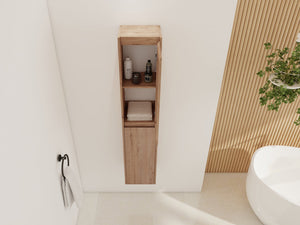 English Elm 12" Bathroom Side Cabinet - Modern Wall-Mounted Design With Soft-Close Doors & Space-Saving Style W999S00340