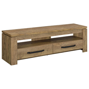 English Elm Tesoro Mango 2-Drawers TV Stand with Open Shelf, Rustic Engineered Wood, Black Pulls, Cord Management B062P376001