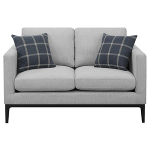 English Elm Montauk Contemporary Light Grey Sofa & Loveseat Set with Black Exposed Frame, Plush Track Arms Comfort B062S01160