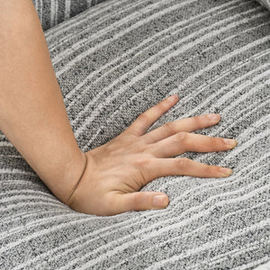 English Elm Modern Striped Upholstered Accent Chair with Arms, Nailhead Trim, Solid Wood Frame and Plush Foam Seating Grey W3373P363920