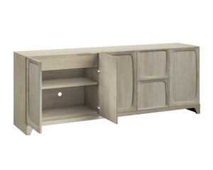 Sunpan RHAENYRA Sideboard - Elegant Sand Beige Oak Veneer with Unique Texture & Timeless Architectural Charm 110831