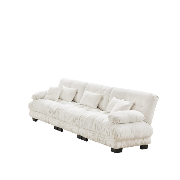 English Elm 3-Seater Cloud-Comfort Modular Sectional Sofa with Plush Chenille Upholstery and Deep Support for Home Living Rooms White W714S01001