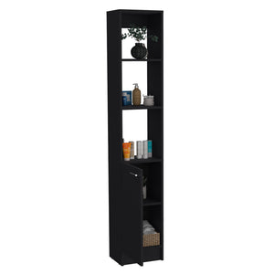 English Elm Parks Linen Bathroom Storage Cabinet Tall 70.8" High Black Engineered Wood with 6 Shelves, Adjustable B200P188843