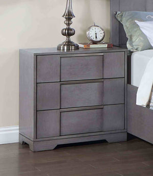 English Elm Contemporary Gray Nightstand with Dovetail Drawers Nickel Pulls and Felt Lined Storage B2741P436975