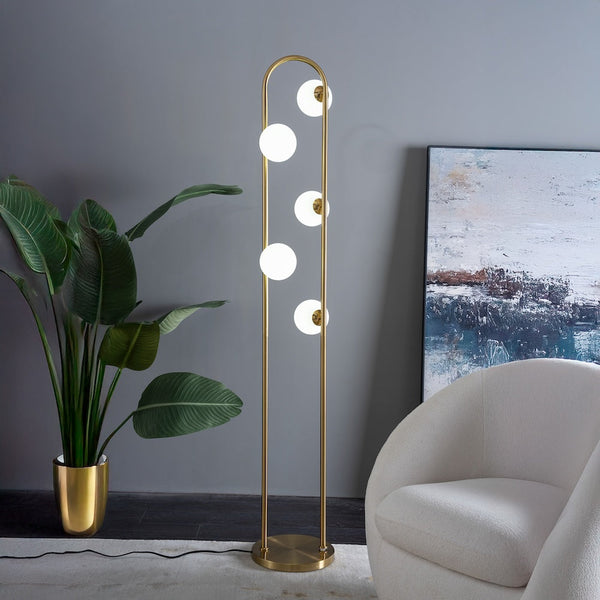 English Elm Ashcroft Furniture - Modern Floor Lamp - Artema Tall Corner Lamp With White Shade For Stylish Living Room & Office Lighting B183P315093
