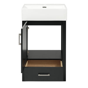 English Elm 20.28'' 20.28" Modern Bathroom Vanity with Ceramic Sink, Solid Wood Frame, Soft-Close Drawer & Cabinet - Space-Saving Design Black N729P277755B