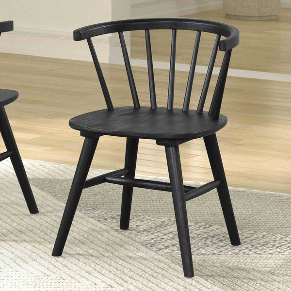 English Elm Black Yate 2pc Mid-Century Dining Chairs with Spindle Back, Molded Seats & Shaker Legs - 22x20x28" B2741P406735