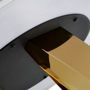 English Elm Table 7-Piece Dining Set: 42-Inch White Imitation Marble Round Table With 6 Gold-Leg Chairs W2920S00050-GIGA