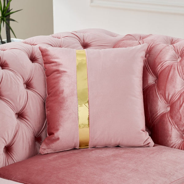 English Elm 106 Inch Velvet Tufted Chesterfield Sectional with Gold Steel Legs for Large Living Rooms Pink W1191S00129