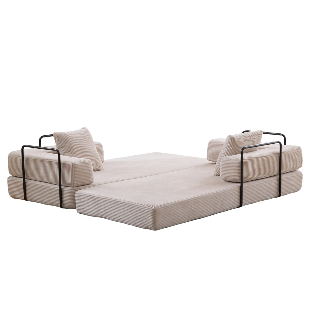 English Elm Floor Couch, Comfy Convertible Sofa Bed With Armrest, Corduroy Fabric, Perfect For Small Spaces! W3723P345007