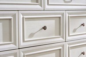 English Elm 8 Drawer Farmhouse Chest Distressed Two-tone Wood Grain Finish Antique Hardware W2393P252366