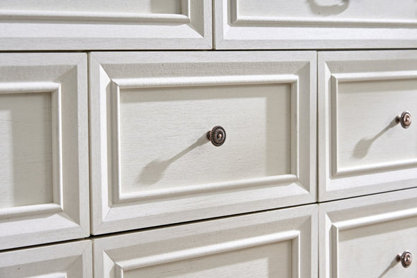 English Elm 8 Drawer Farmhouse Chest Distressed Two-tone Wood Grain Finish Antique Hardware W2393P252366