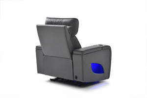 English Elm Lumin Power Recliner Faux Leather Chair with Led Lighting and Built in Usb Charging Gray B078P497926