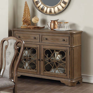 English Elm Traditional Elegant Server with Spacious Drawers and Cabinet Storage for Dining Room Organization and Style Oak 27 L x 44 W x 59 H B011P395600