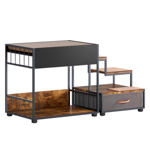 English Elm Pet Pet Step Window Perch Bunk Bed for Dogs Elevated Multi-Level Lounge with Drawer Non-Slip Pad Vintage W1687P181838