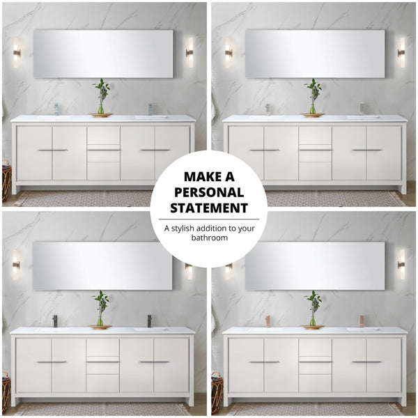 English Elm White Double Bath Vanity Set With White Quartz Top, Rose Gold Faucet & 70-Inch Mirror For Luxury Style B2731S01776-GIGA