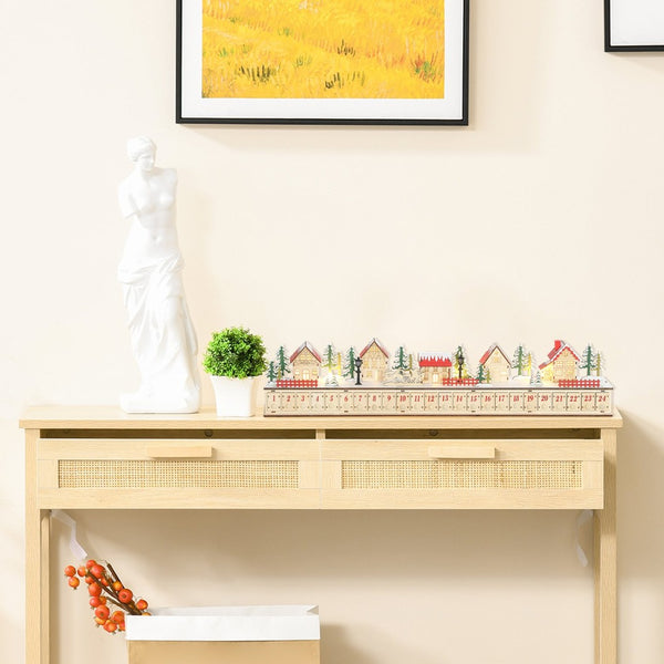 English Elm Christmas Village Advent Calendar 24 Drawer Wood Finish Led Mantel Holiday Display T3971P381404