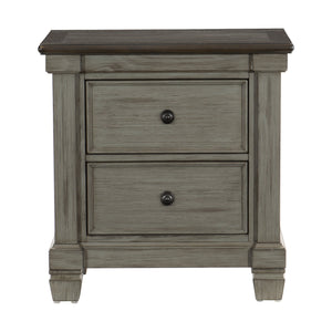 English Elm Transitional-Rustic Weaver 2-Drawer Nightstand in Antique Gray & Coffee Plank Top, Pine/Oak Rustic Charm B011P240234