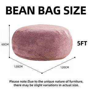 English Elm 5ft Memory Foam Bean Bag Round Lounger with Washable Flannel Cover for Dorm or Living Room Pink W3737P422652