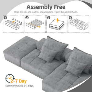 English Elm Modern Modular Sectional Sofa Set In Sparkling Chenille - 4-Piece Diy Design With Ottoman & Pillows W1885S00056