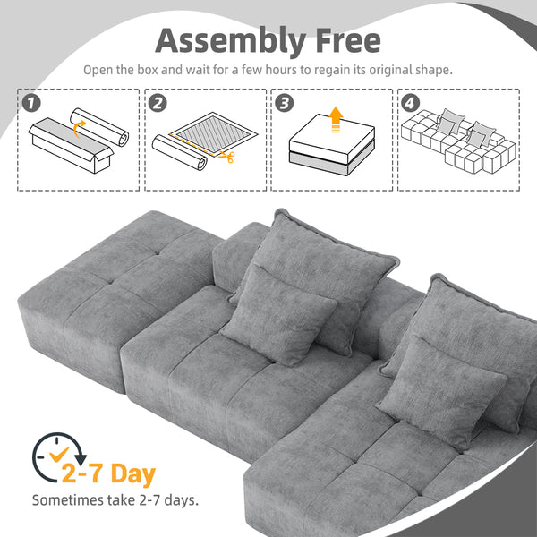 English Elm Modern Modular Sectional Sofa Set In Sparkling Chenille - 4-Piece Diy Design With Ottoman & Pillows W1885S00056