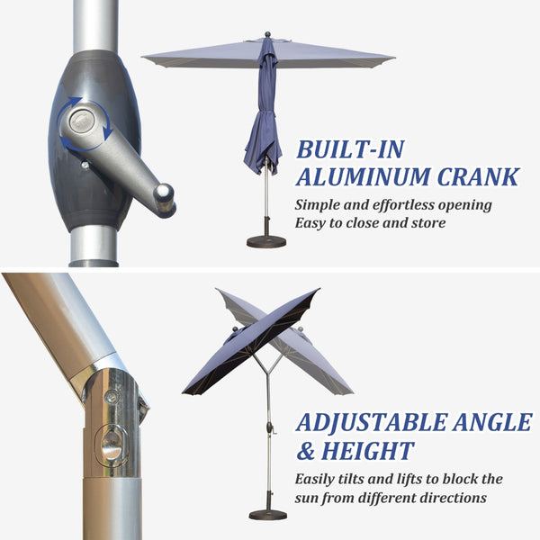 English Elm Rectangle Patio Umbrella With Crank Lift & Adjustable Tilt - Navy Blue Shade For Outdoor Spaces W1859P320955-GIGA